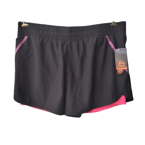 RBX Black & Pink Athletic Drawstring Shorts Lightweight Performance XL NWT - Picture 1 of 15